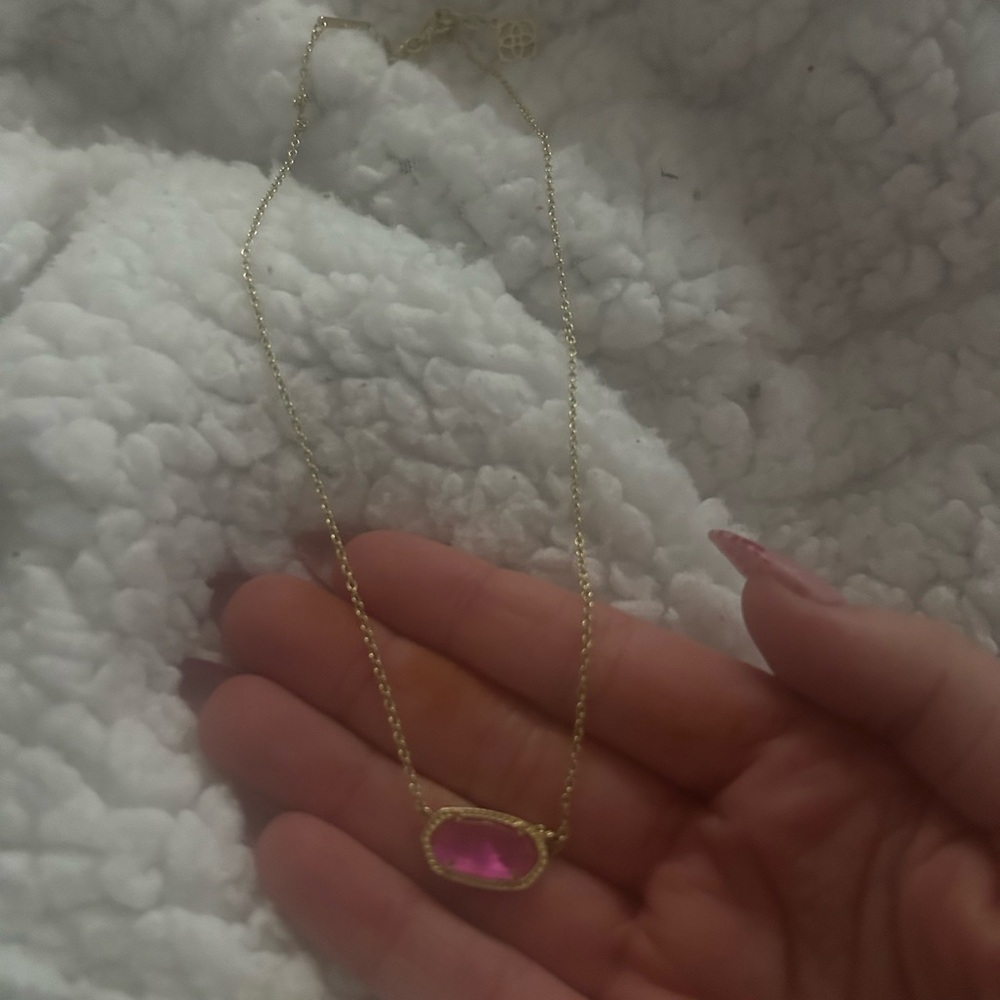 Kendra Scott Gold Necklace with Pink Pendant